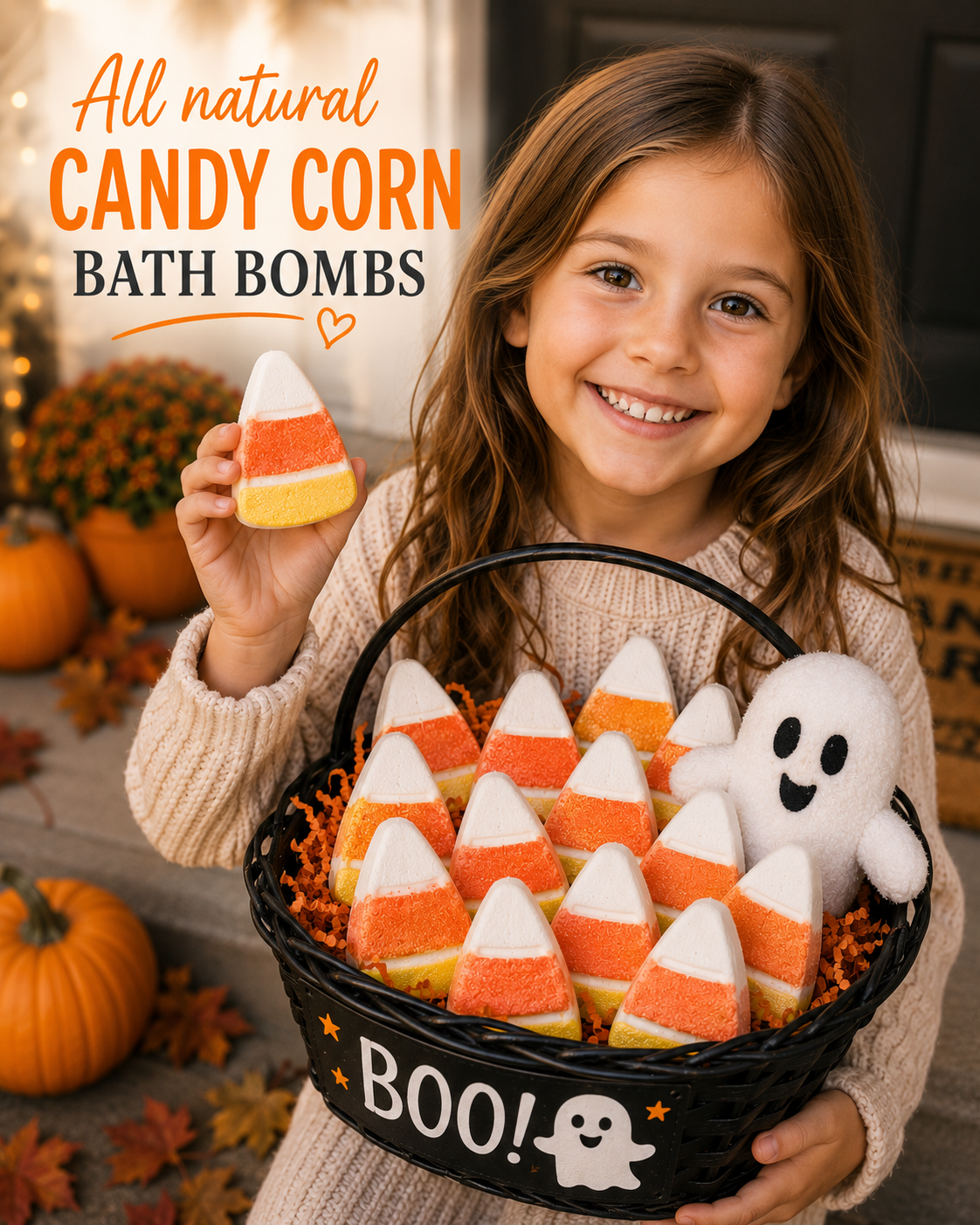 Small candy corn bath bombs