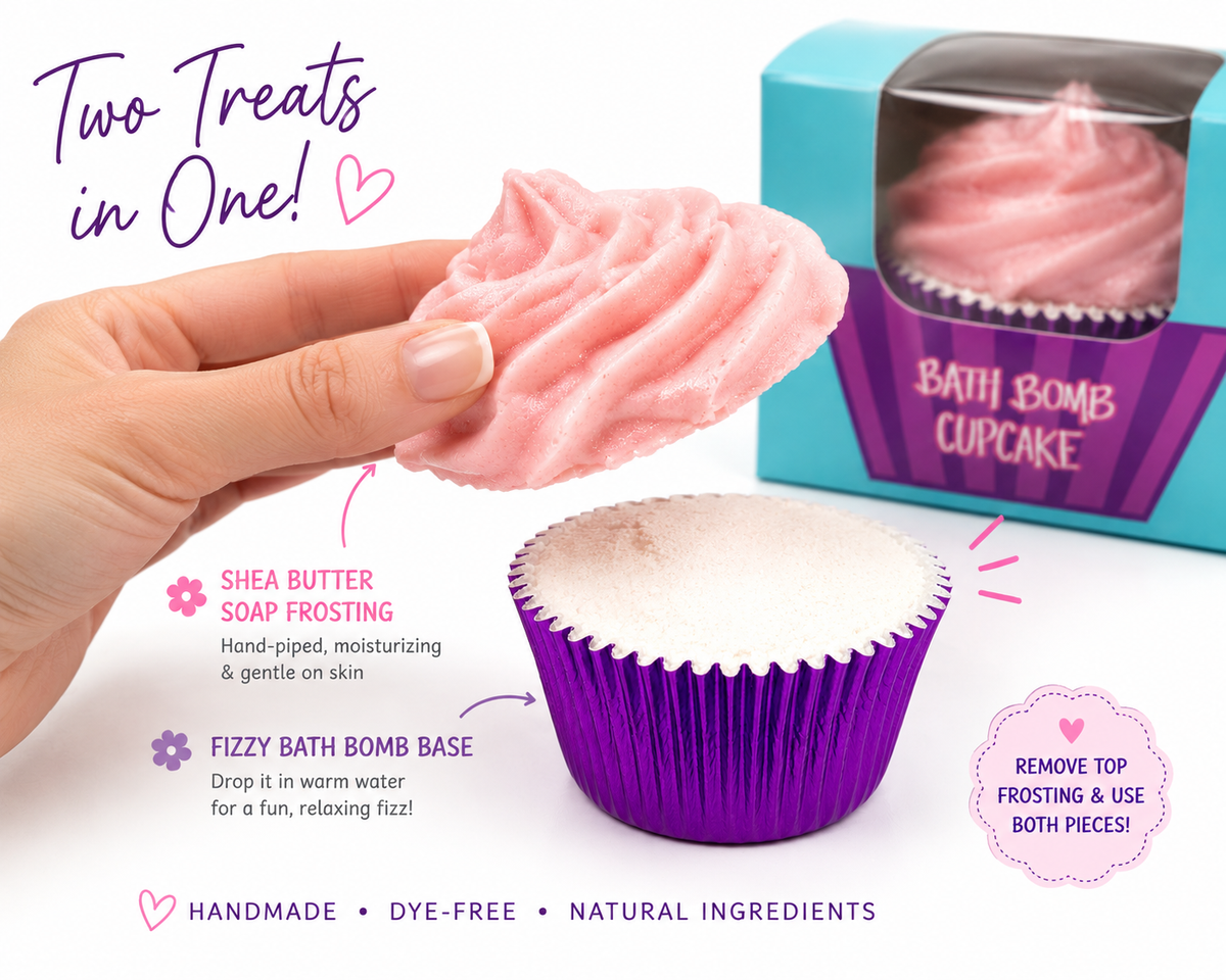 Bath Bomb Cupcake with Shea Butter Soap Frosting