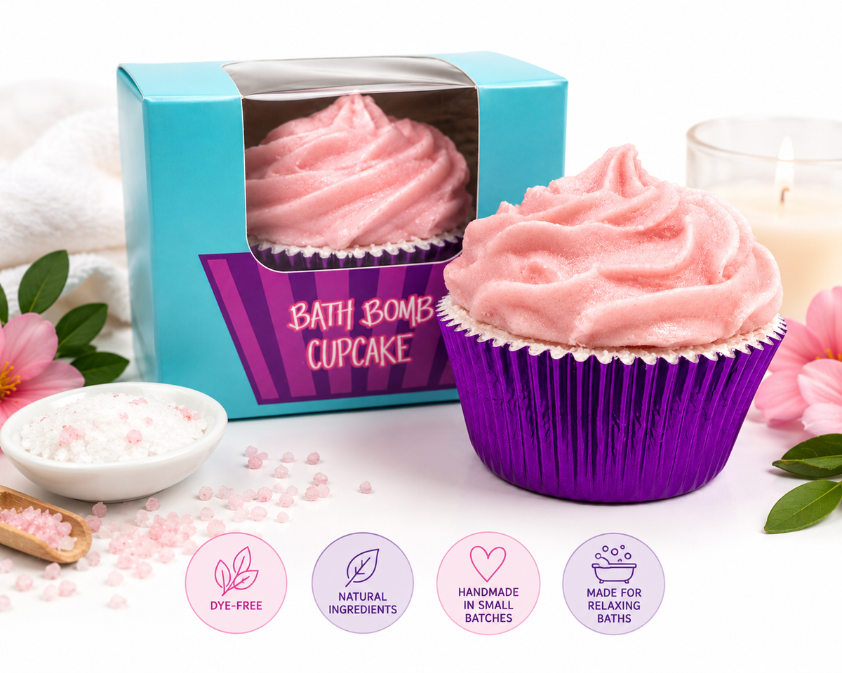 Bath Bomb Cupcake with Shea Butter Soap Frosting