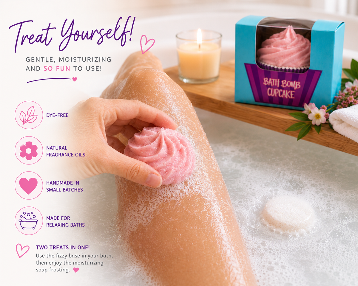Bath Bomb Cupcake with Shea Butter Soap Frosting