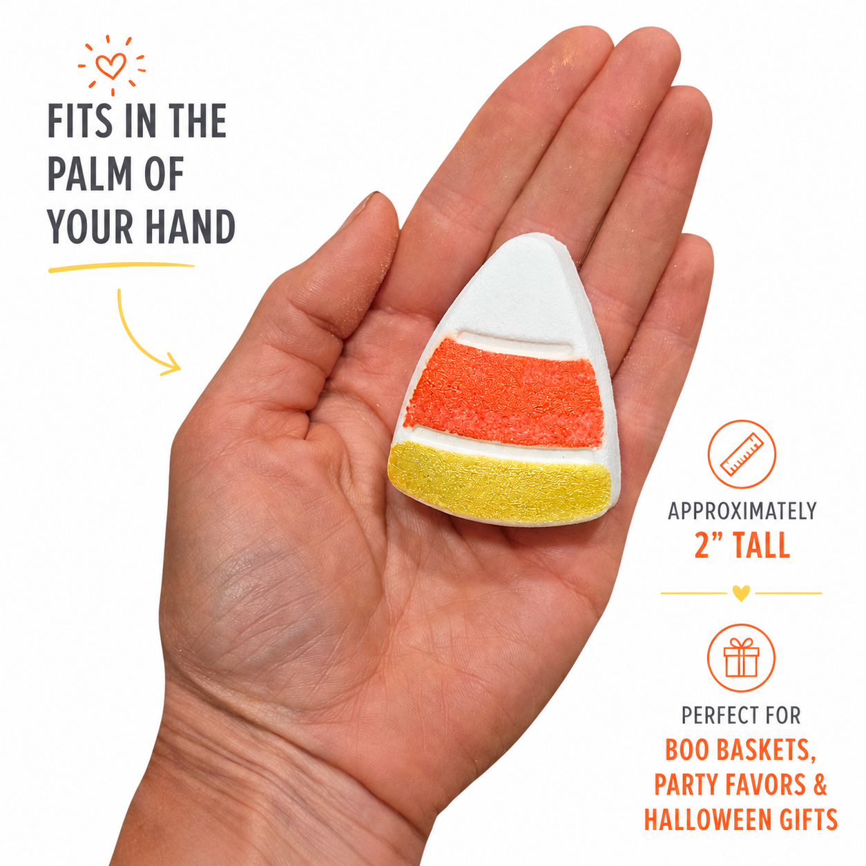 Small candy corn bath bombs