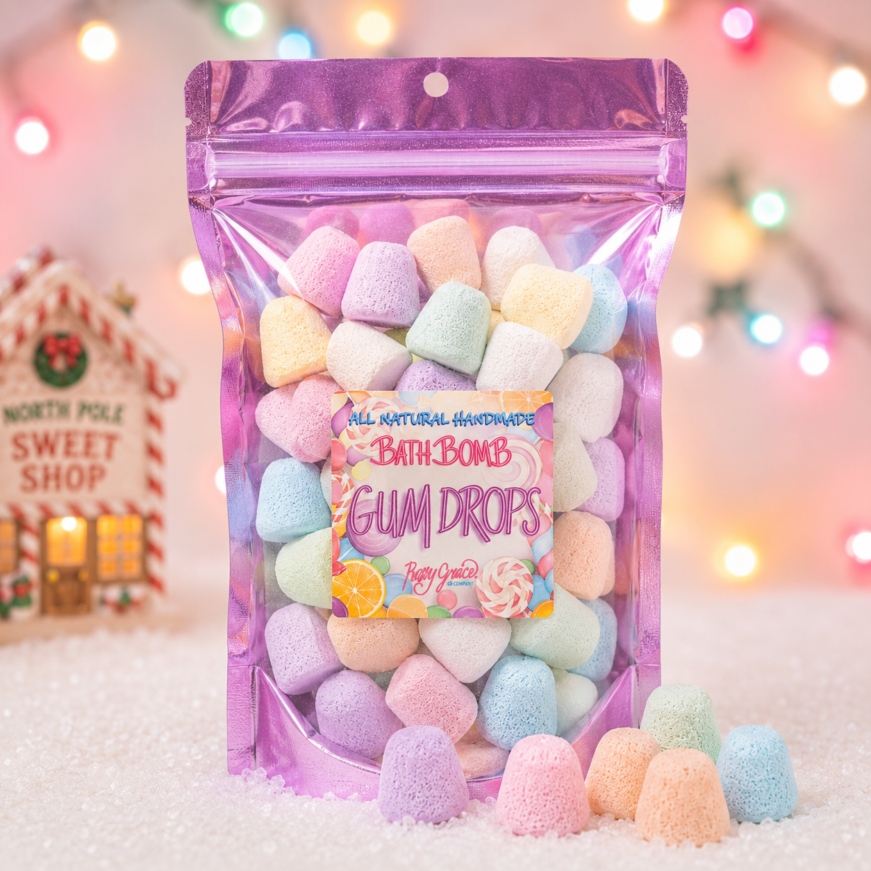 Christmas Bath Bomb Gumdrops | Handmade Dye-Free Holiday Bath Gift
