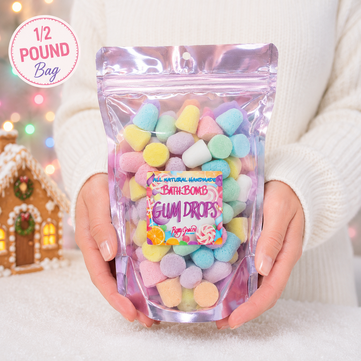 Christmas Bath Bomb Gumdrops | Handmade Dye-Free Holiday Bath Gift