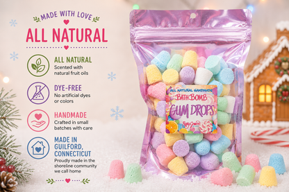 Christmas Bath Bomb Gumdrops | Handmade Dye-Free Holiday Bath Gift