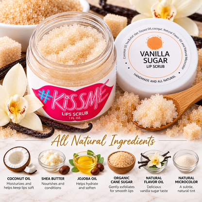Natural Sugar Lip Scrub – Six Flavors