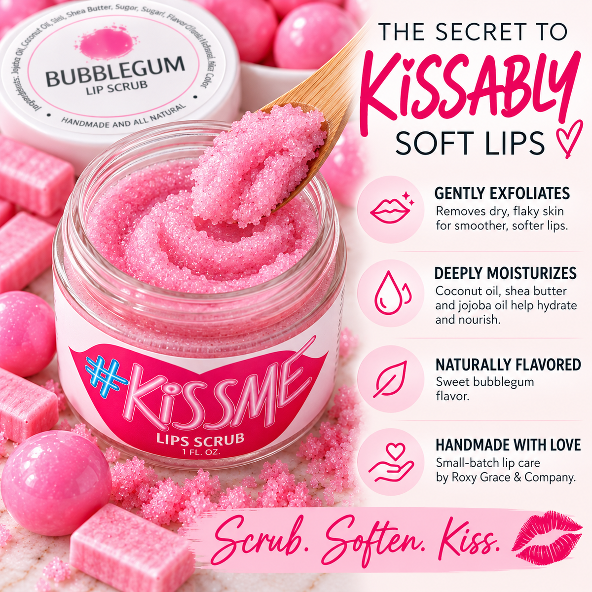 Natural Sugar Lip Scrub – Six Flavors