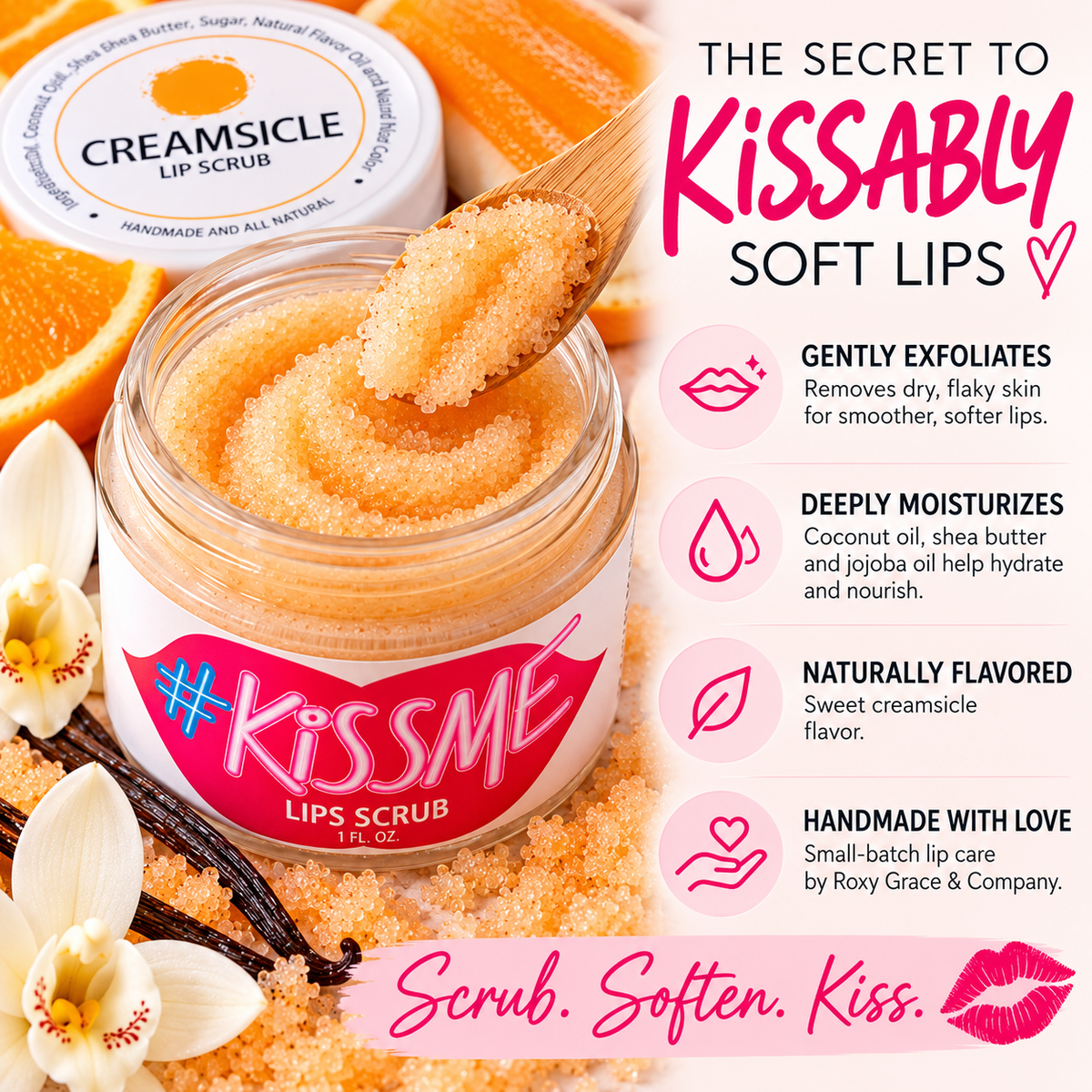 Natural Sugar Lip Scrub – Six Flavors