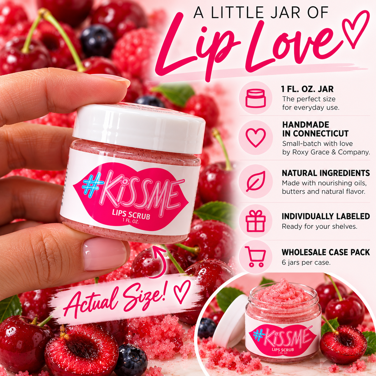 Natural Sugar Lip Scrub – Six Flavors