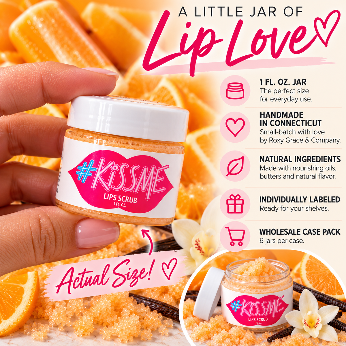 Natural Sugar Lip Scrub – Six Flavors