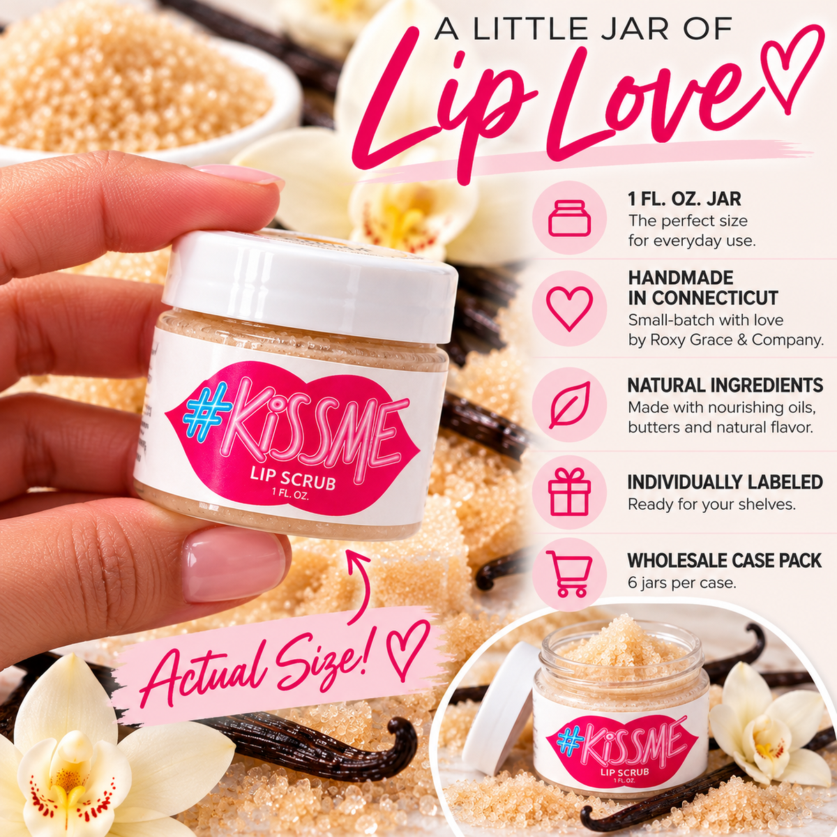 Natural Sugar Lip Scrub – Six Flavors