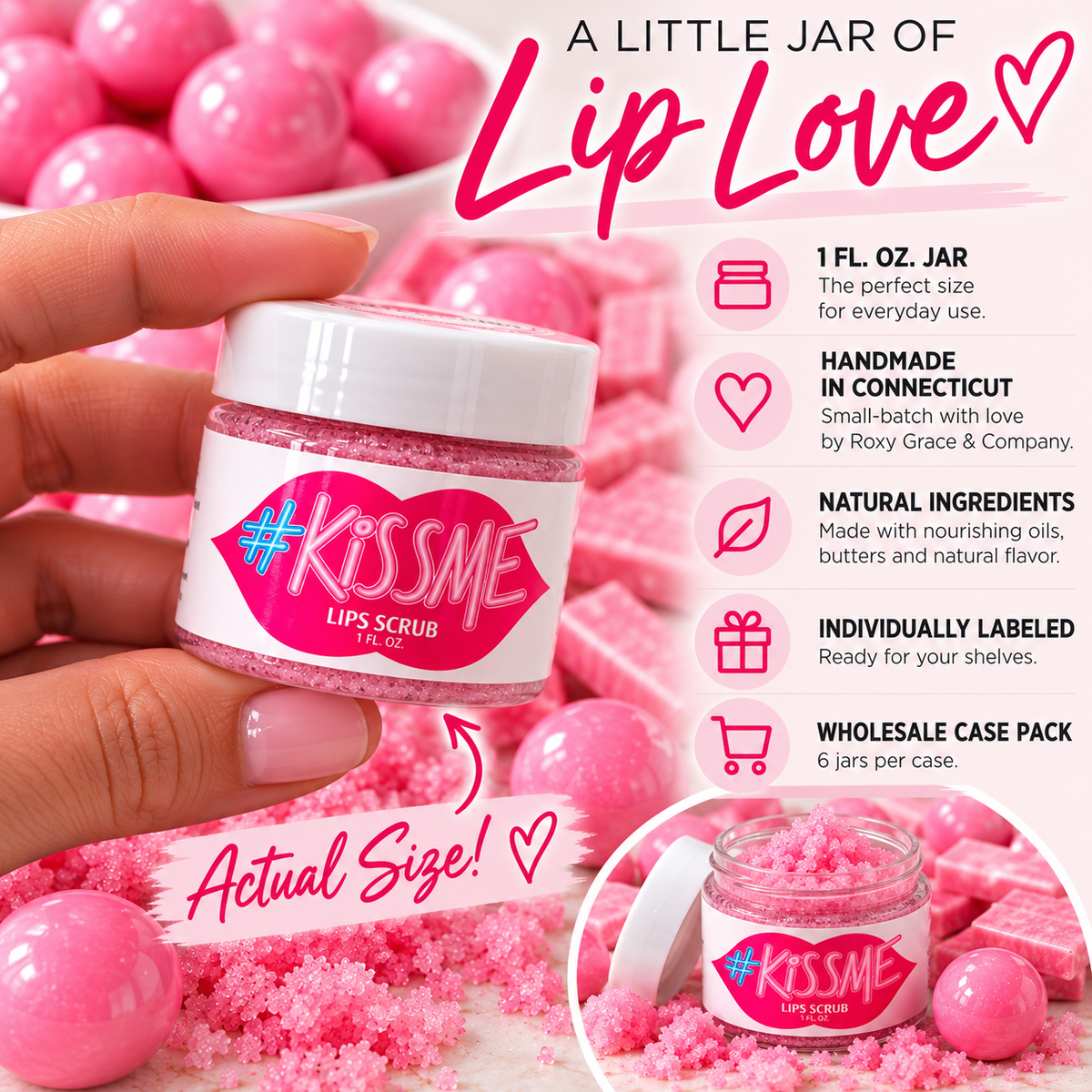 Natural Sugar Lip Scrub – Six Flavors