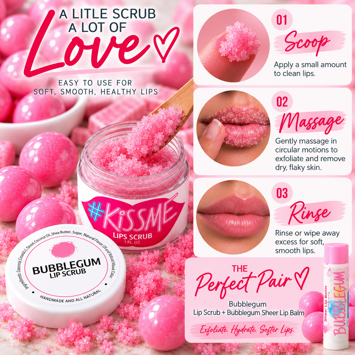 Natural Sugar Lip Scrub – Six Flavors