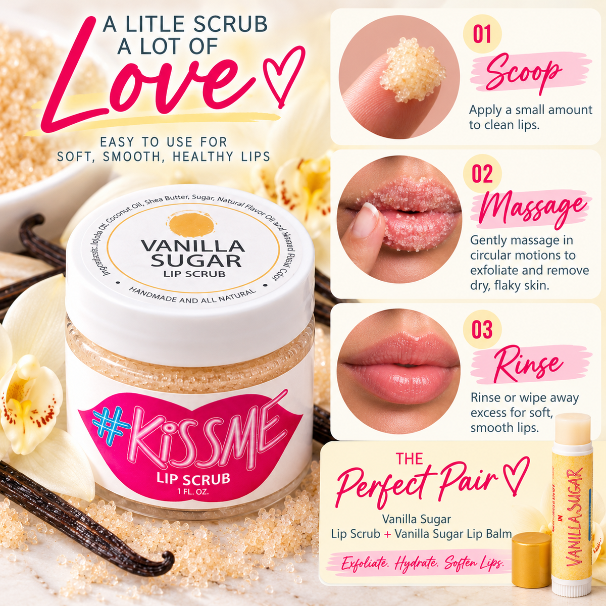 Natural Sugar Lip Scrub – Six Flavors
