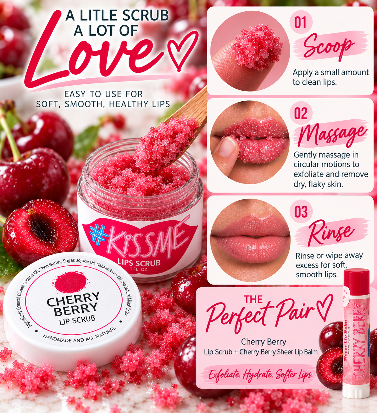 Natural Sugar Lip Scrub – Six Flavors