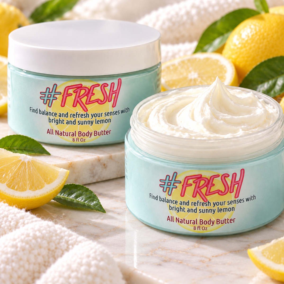 Fresh Lemon Whipped Body Butter – All Natural Moisturizer with Essential Oil | 8 oz