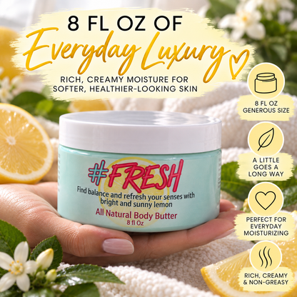Fresh Lemon Whipped Body Butter – All Natural Moisturizer with Essential Oil | 8 oz