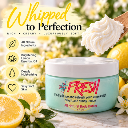 Fresh Lemon Whipped Body Butter – All Natural Moisturizer with Essential Oil | 8 oz