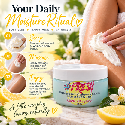 Fresh Lemon Whipped Body Butter – All Natural Moisturizer with Essential Oil | 8 oz