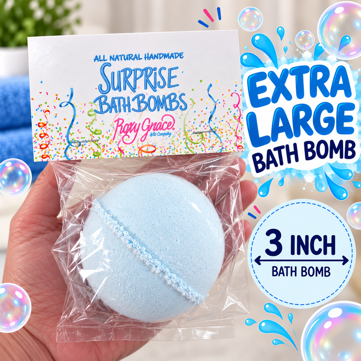 Natural Surprise Bath Bomb for Boys- Dye-free, 3-inch Bath Bomb with Mystery Toy Inside