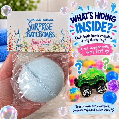 Natural Surprise Bath Bomb for Boys- Dye-free, 3-inch Bath Bomb with Mystery Toy Inside