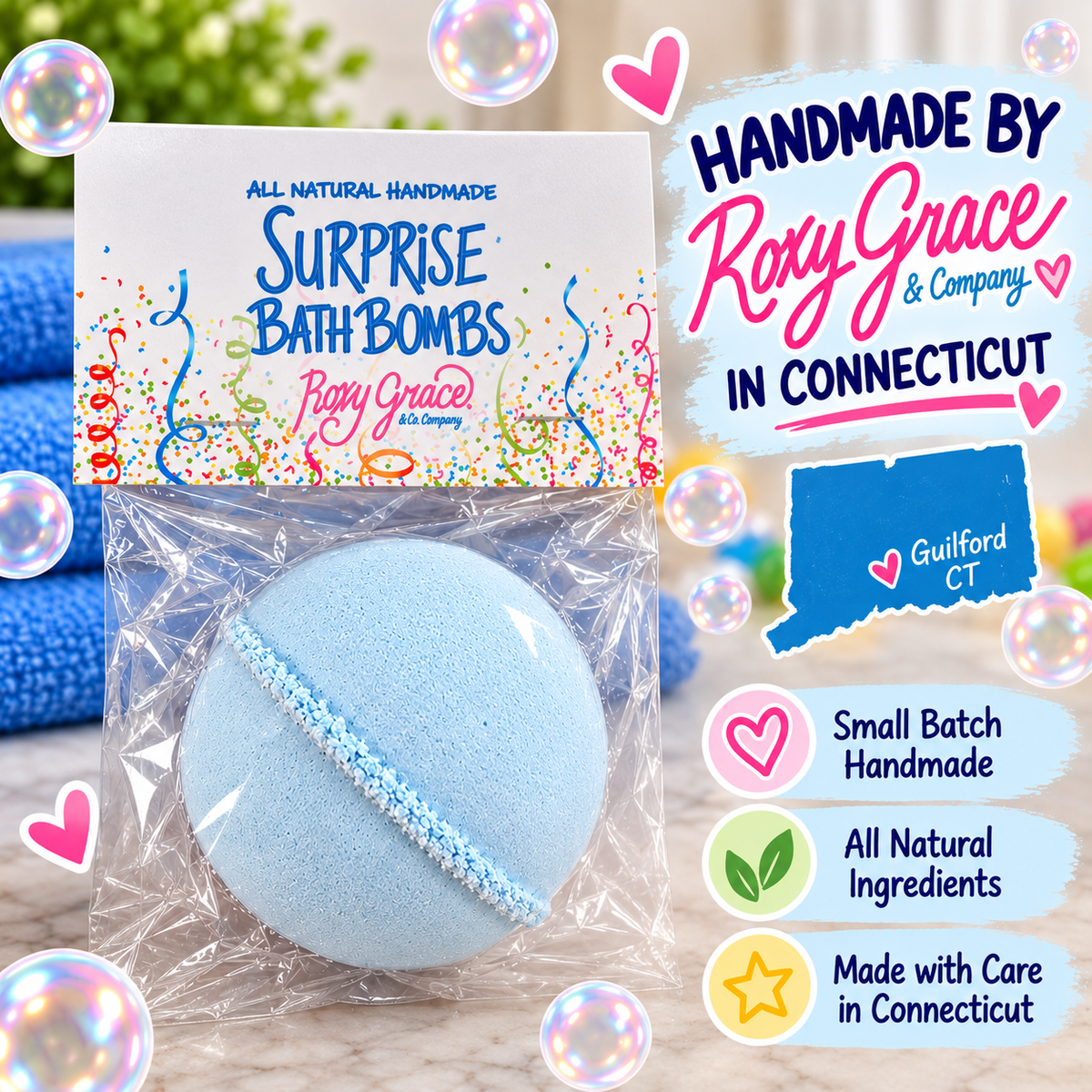 Natural Surprise Bath Bomb for Boys- Dye-free, 3-inch Bath Bomb with Mystery Toy Inside