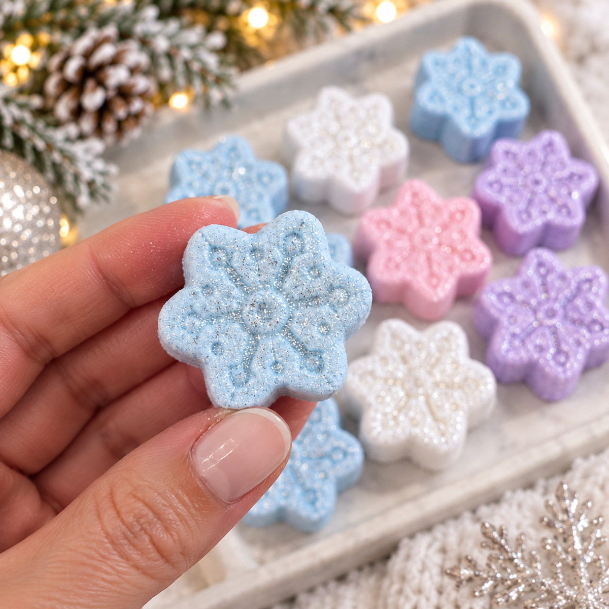 35 Mini Snowflake Bath Bombs