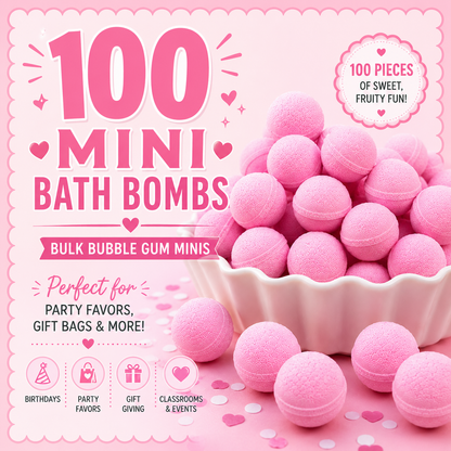 100 Bubble gum Mini Bath Bombs