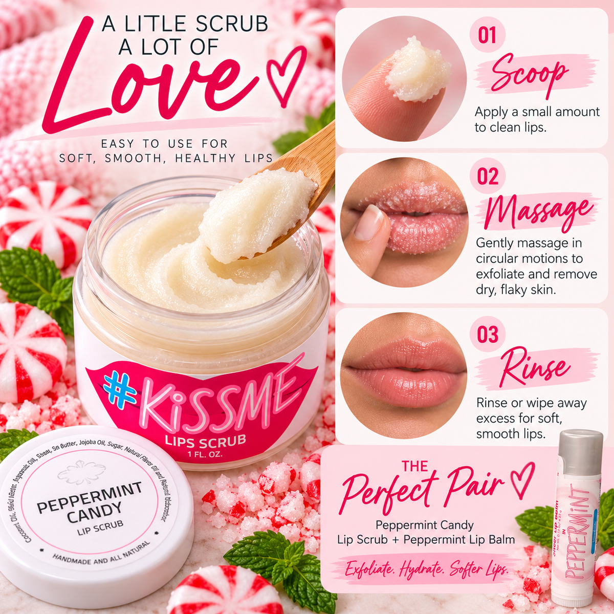 Natural Sugar Lip Scrub – Six Flavors