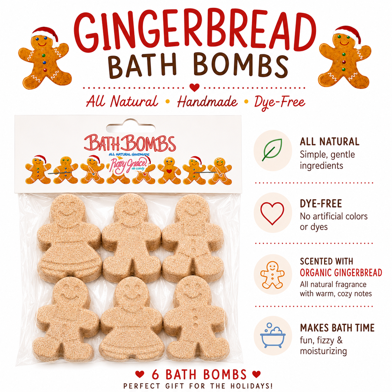 Christmas Gingerbread Man Bath Bombs