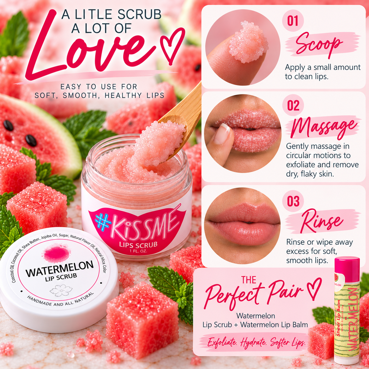 Natural Sugar Lip Scrub – Six Flavors