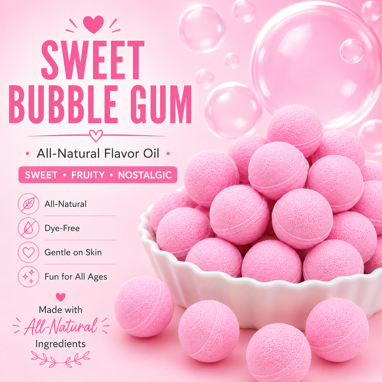 100 Bubble gum Mini Bath Bombs