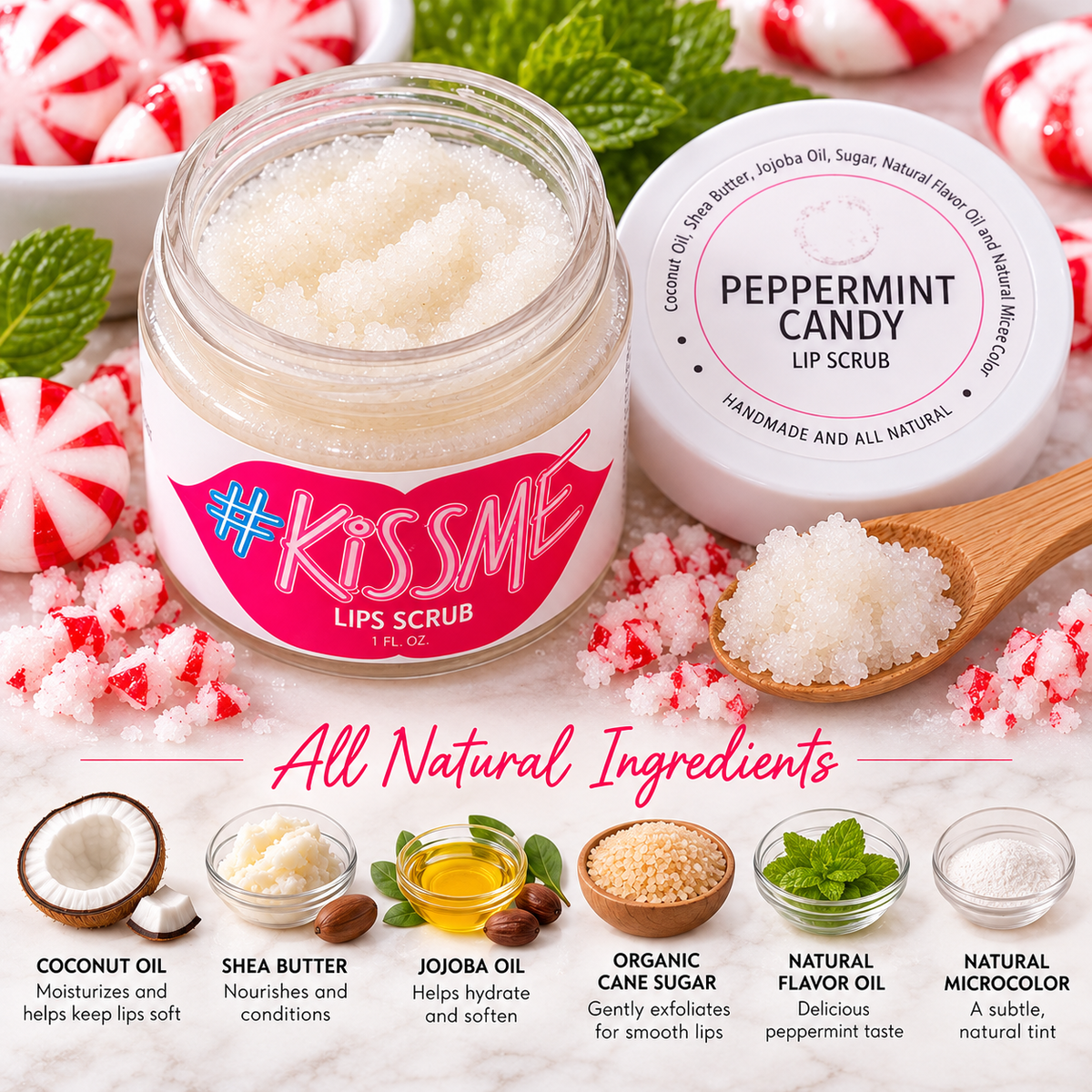 Natural Sugar Lip Scrub – Six Flavors
